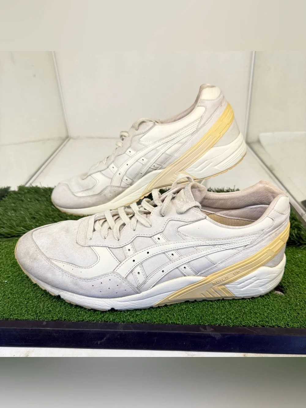 ASICS Women’s Cream and Suede Leather Sneakers